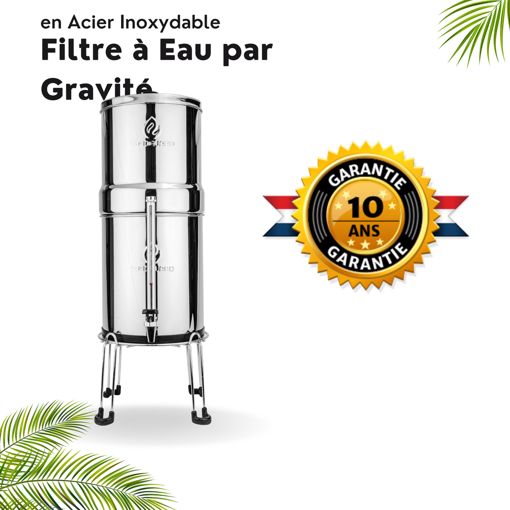 EuroGuard Inox - Filtre à Eau et Purificateur d'Eau (Support et Robinet Transparent) - EuroGuard Filtre