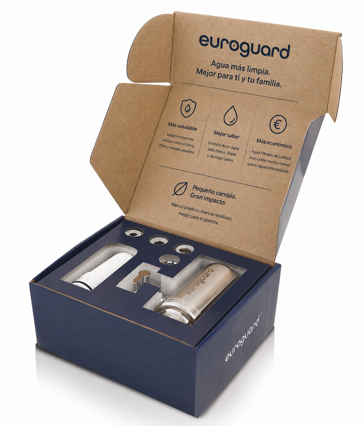 Filtro de Agua para Grifo Euroguard (Inox) – Reduce el Cloro, el Sabor y las Impurezas