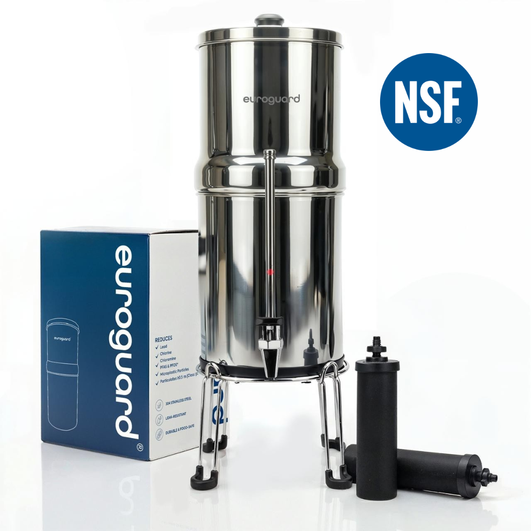 EuroGuard Inox – Filtro y Purificador de Agua (Soporte y Grifo Transparente)