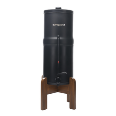 EuroGuard Inox Negro – Edición Limitada | Filtro y Purificador de Agua (Soporte de Madera + Grifo Indicador)