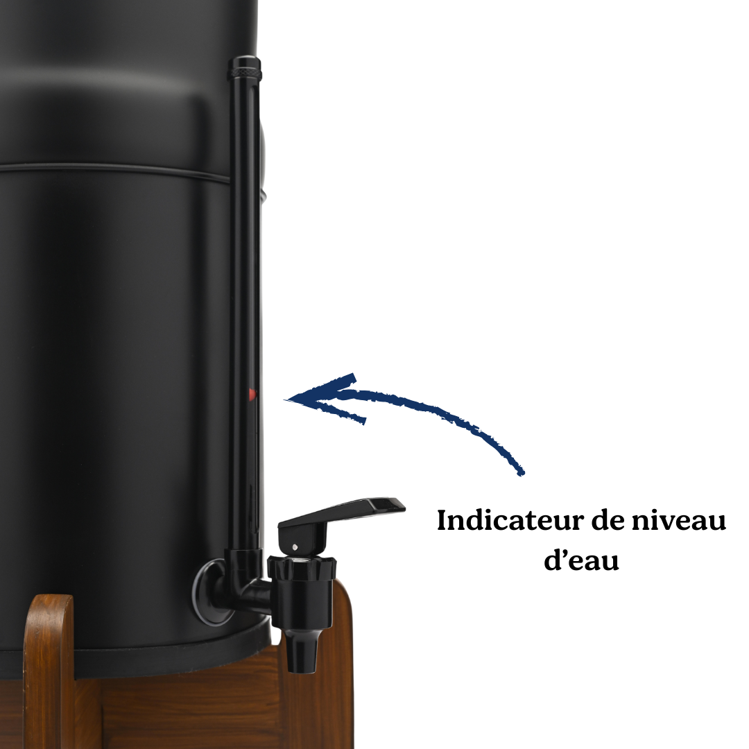 EuroGuard Inox Negro – Edición Limitada | Filtro y Purificador de Agua (Soporte de Madera + Grifo Indicador)
