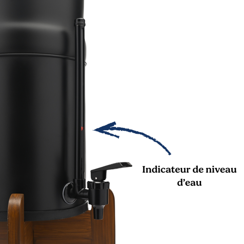 EuroGuard Inox Negro – Edición Limitada | Filtro y Purificador de Agua (Soporte de Madera + Grifo Indicador)